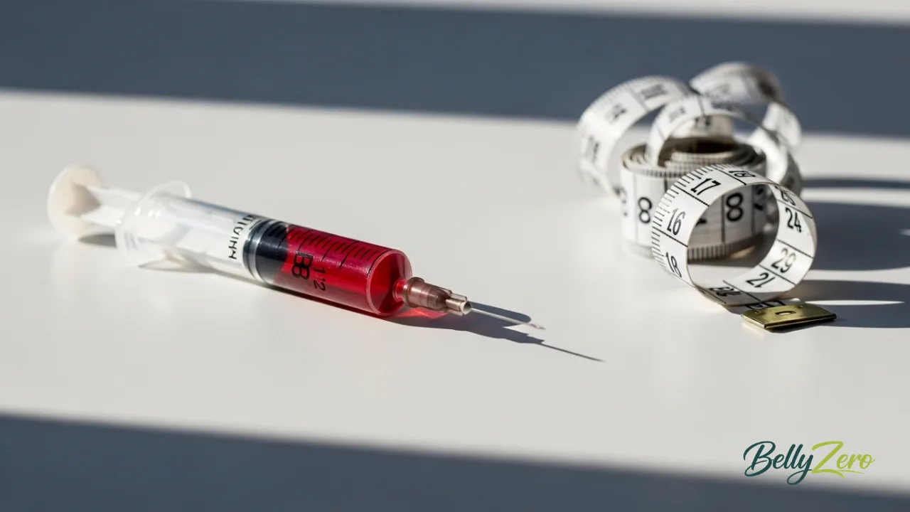 Do Vitamin B12 Injections Help With Weight Loss? Do They Really Work or Just Marketing? 3 Vitamin B12 injection with blurred weighing scale in background representing weight loss concept