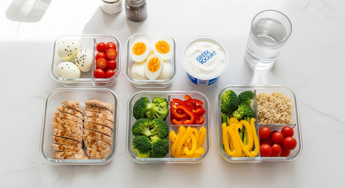 balanced meal prep for hernia recovery with high protein foods whole ingredients and proper portion sizes