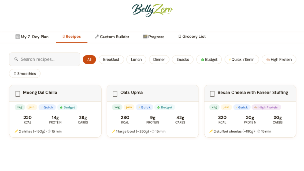 recipe tab function