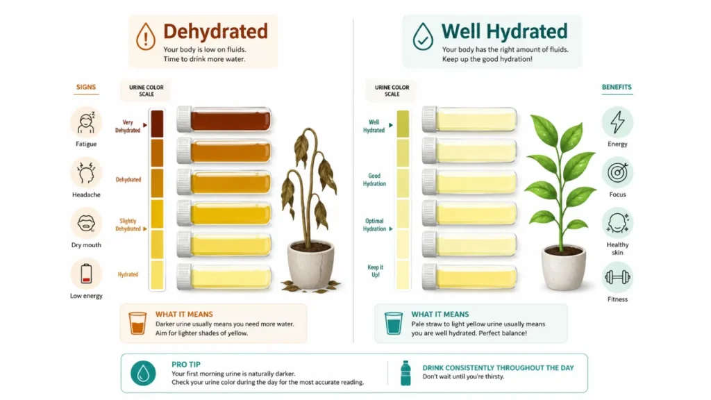 water intake calculator - urine colors to show the hydration and dehydrations in body